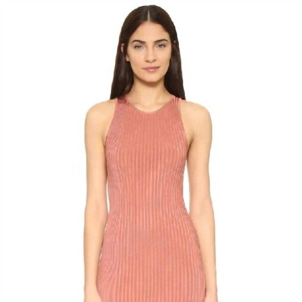 Ronny Kobo Ribbed Midi Dress - Clay - Small / S
